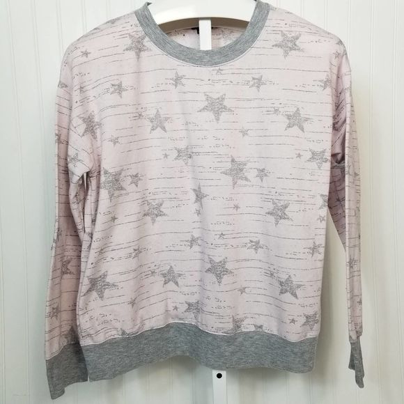 Splendid Pink Gray Star Sweatshirt Large - Picture 1 of 7